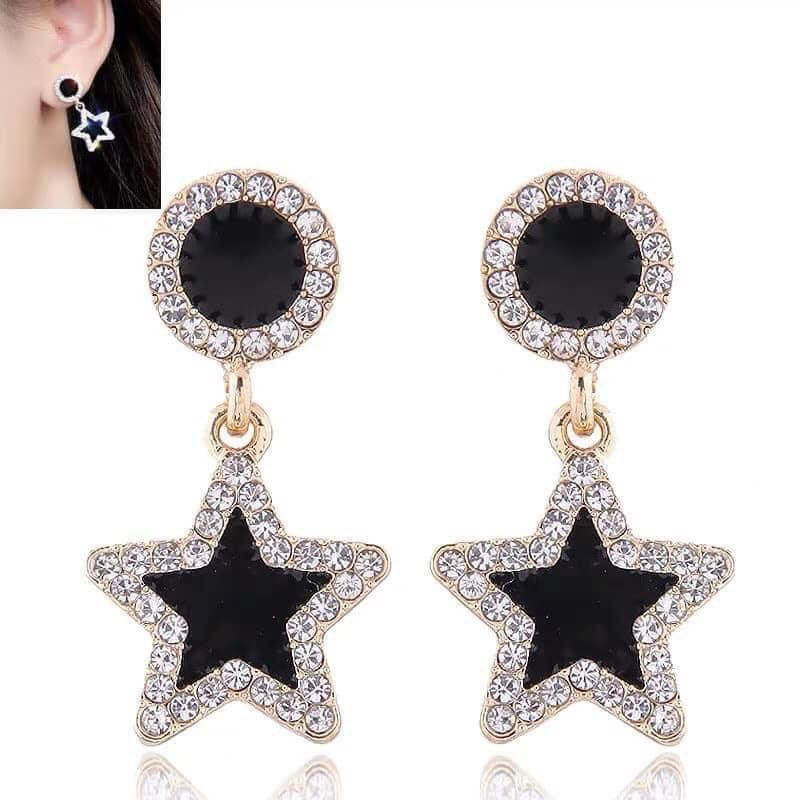 Star Moon Black Diamond Chips Earrings and 925 Sterling Silver, Gold Plated  Earring, Vintage Jewelry, Diamond Earrings,women Earring Jewelry - Etsy UK