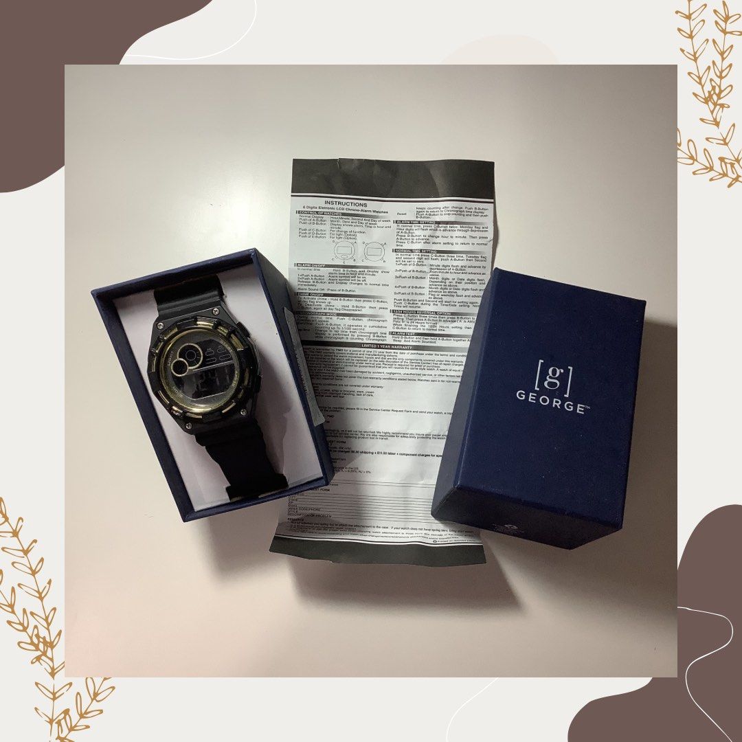 George men's digital watch best sale instructions