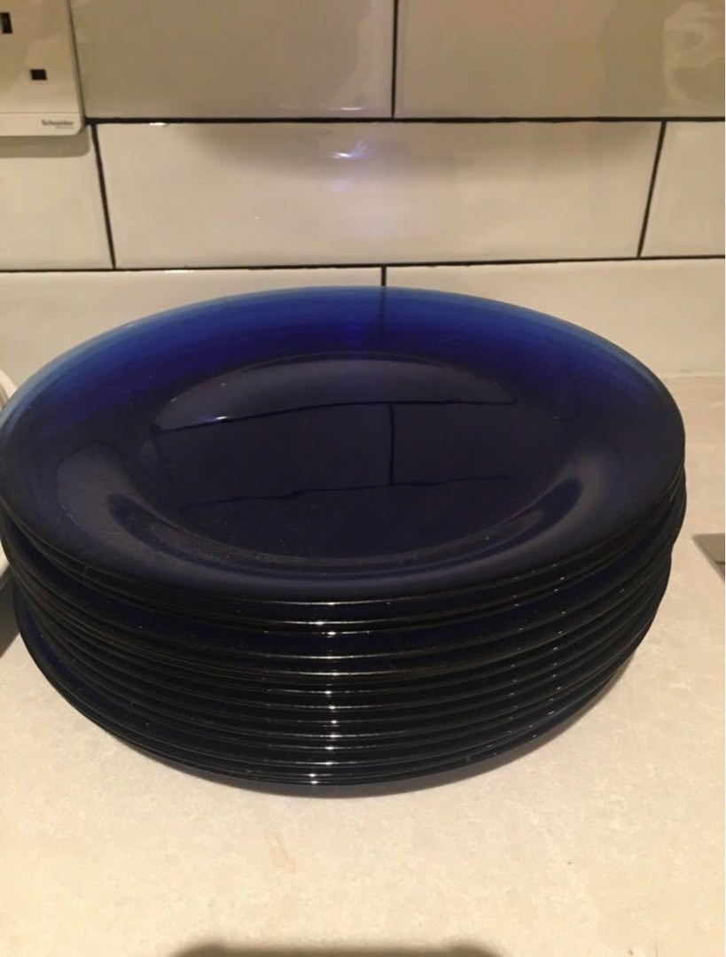 Glass Ikea Plates in Blue, Furniture & Home Living, Kitchenware
