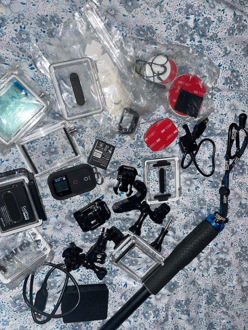Go Pro Hero 3 Complete (Category: Cameras) located in Angeles City. Submitted by declutter.pamp (Listing ID 1241046301, Image 3). Description: GoPro HERO 3 With COMPLETE original accessories • car mounts • remote key & charger • with front and back casings • charger chord Additional bag Monopod Other accesories all included INCLUDES: • 1 extra ORIGINAL battery (total of 2 batteries) • Yellow floaty with strap & mounts • Chesty harness and mounts 