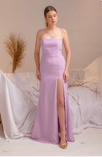 Gown for Rent: Zoo Label Lavender Purple Fabiana Straight Neck Dress with Slit
