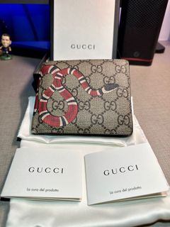 GUCCI GG Supreme Monogram Canvas Bifold Wallet Beige 451240