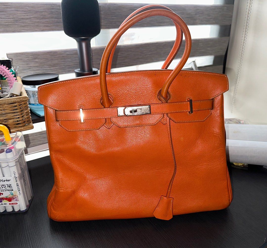 Hermes Birkin Bag Togo Leather Palladium Hardware In Orange