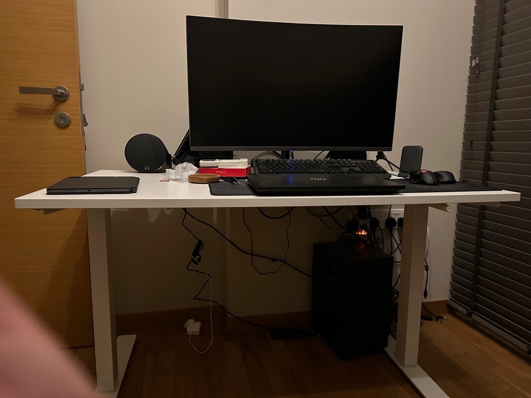 IKEA Height Adjustable Computer Table Desk, Furniture & Home Living
