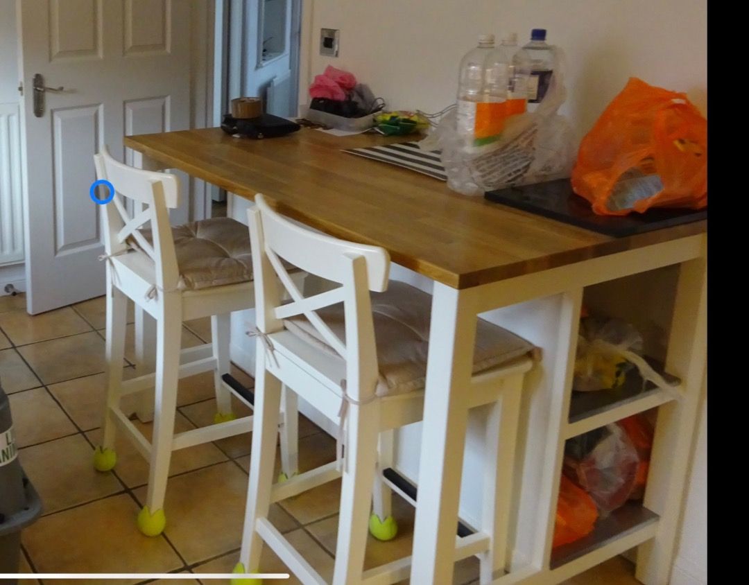 Ikea kitchen island with 2 high stools, Furniture & Home Living