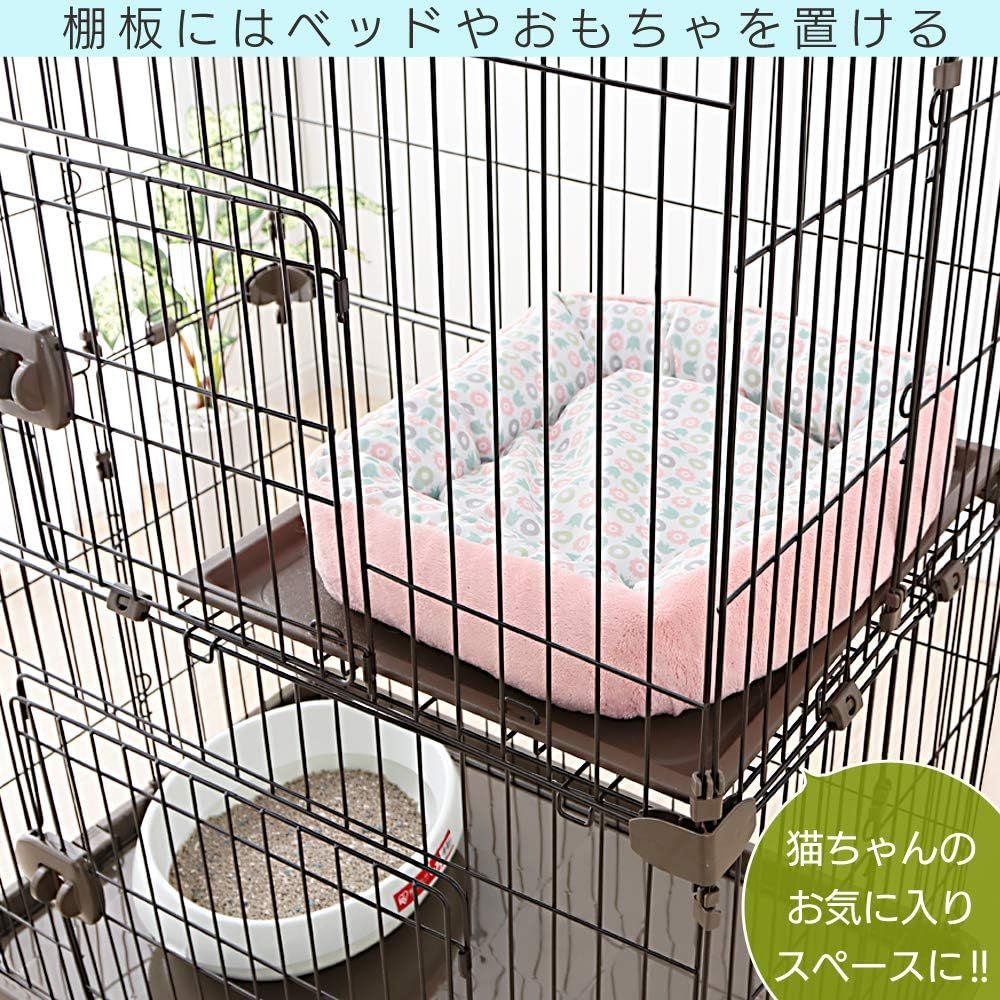 Iris Ohyama Cat Cage, 3 Tiers, Comes with Casters, Easy Assembly, White