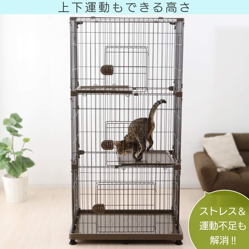 Iris Ohyama Cat Cage, 3 Tiers, Comes with Casters, Easy Assembly, White