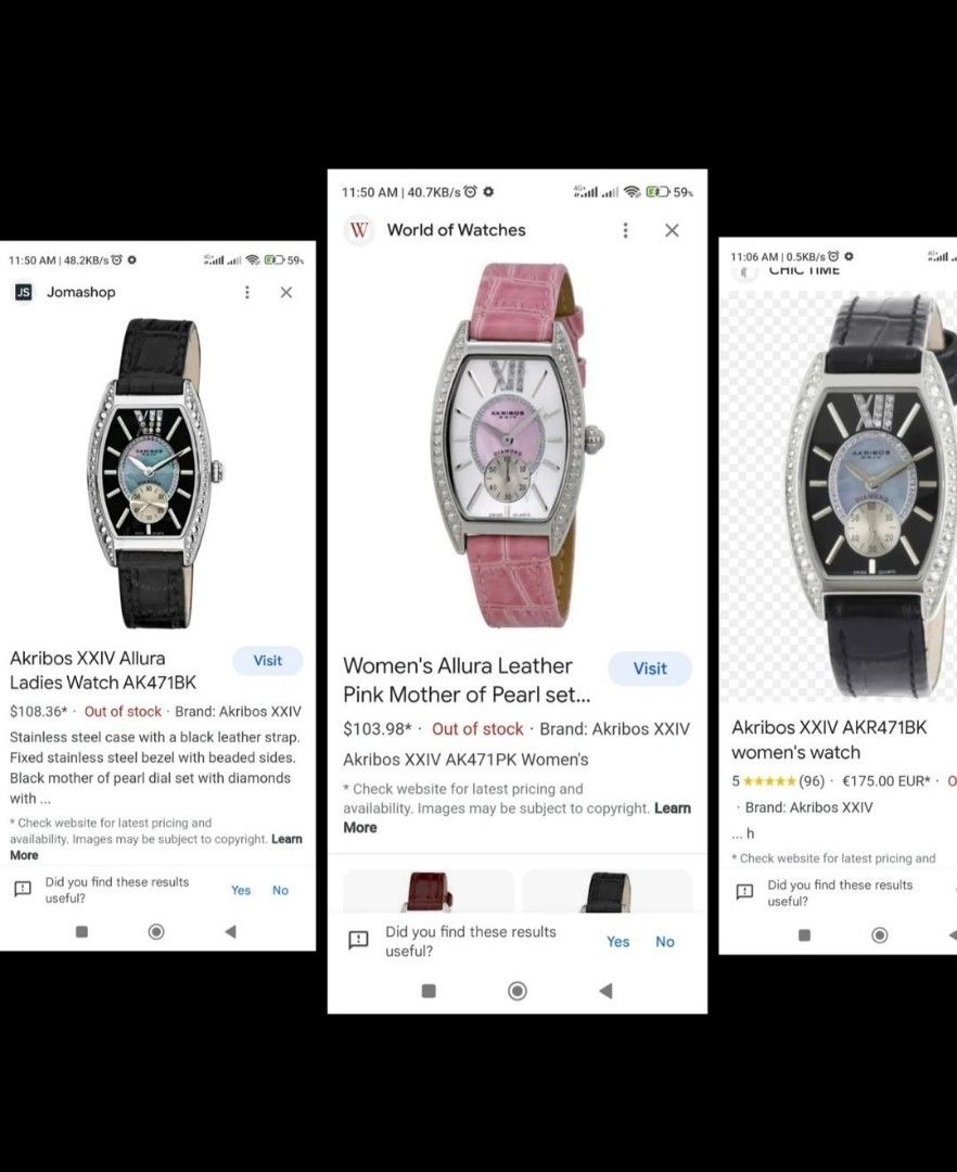 Ticker Brand Watches Jam Akribos Ladies Watch, Fesyen Wanita, Jam