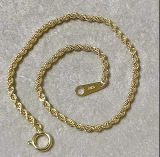 K18 Japan gold rope bracelet - 18K 7.5” pawnable