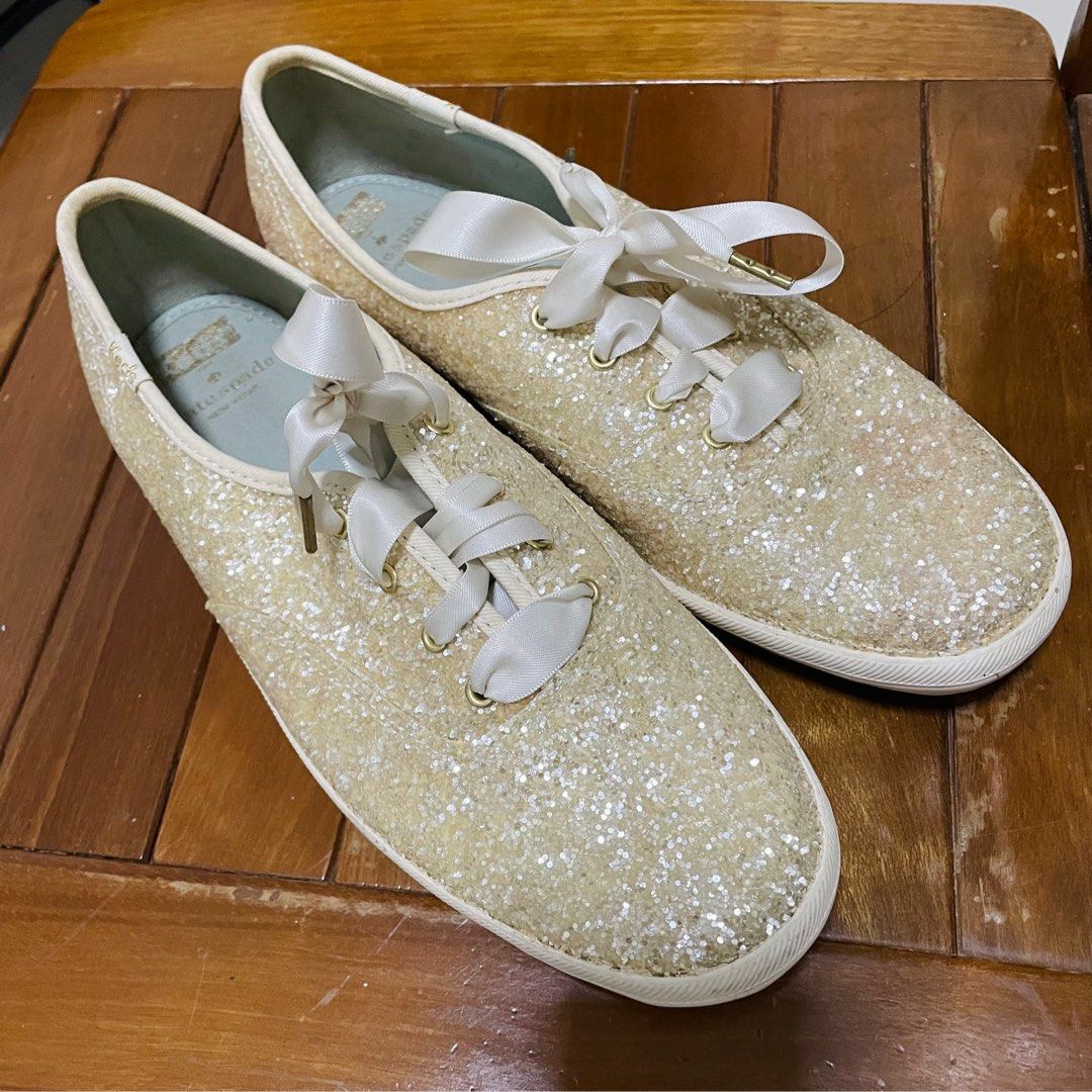 keds x kate spade size eur 40 glitter sneakers w ribbon shoelace, Women