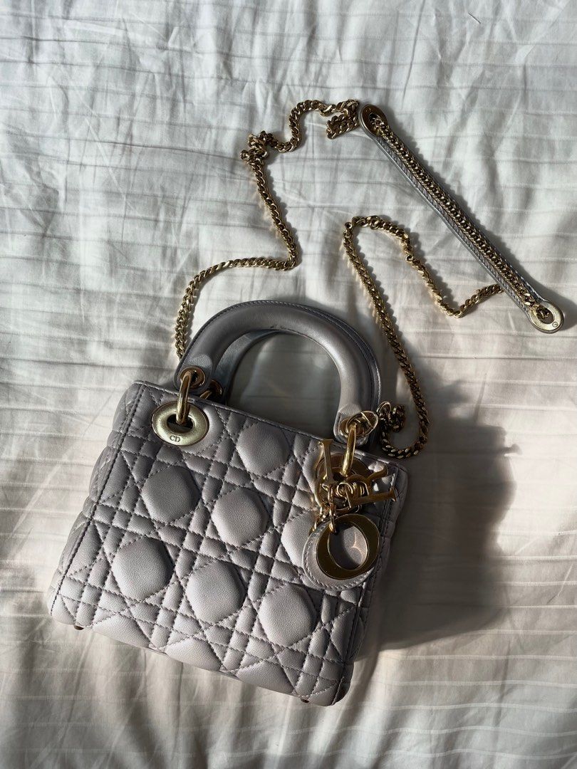Lady Dior Mini In Pearl Grey, Women'S Fashion, Bags & Wallets, Cross-Body  Bags On Carousell