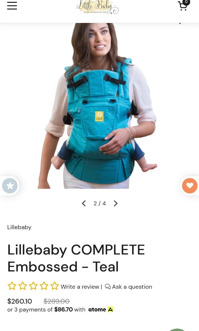 Lillebaby complete top embossed teal