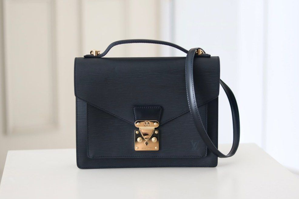 LOUIS VUITTON Epi Leather Monceau Briefcase Bag Black - Sale