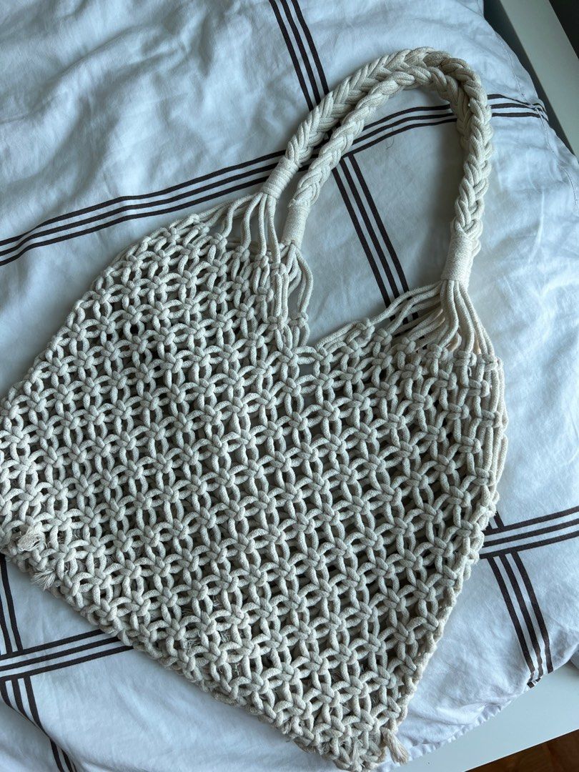 White macrame bag discount