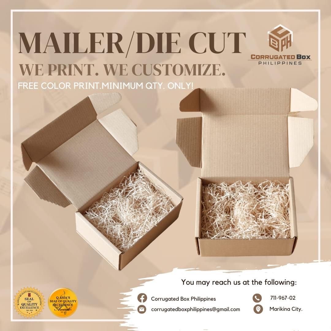 mailer box die cut box FREE print low MOQ! corrugated box, Furniture & Home Living, Home