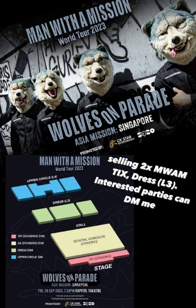 MAN WITH A MISSION Tickets 2023, Tickets & Vouchers, Event Tickets on
