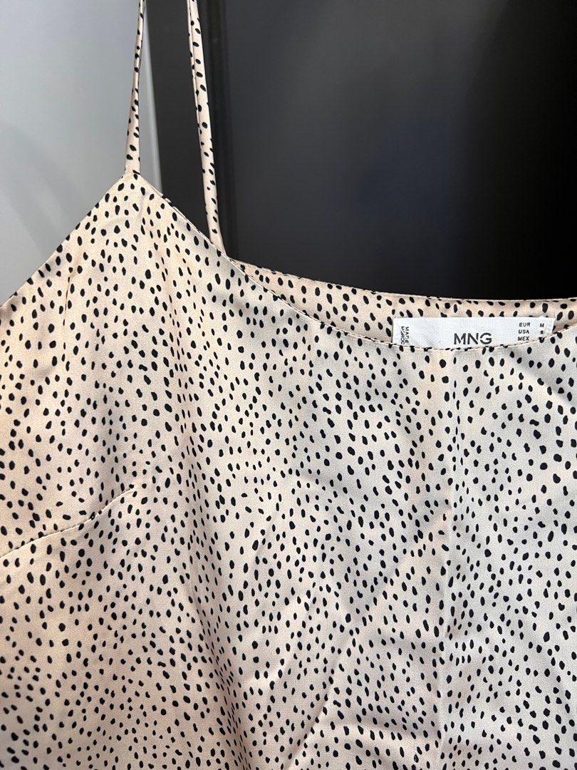 Mango Smooth Satin Polka Dot Dress Women s Fashion Dresses Sets Dresses on Carousell