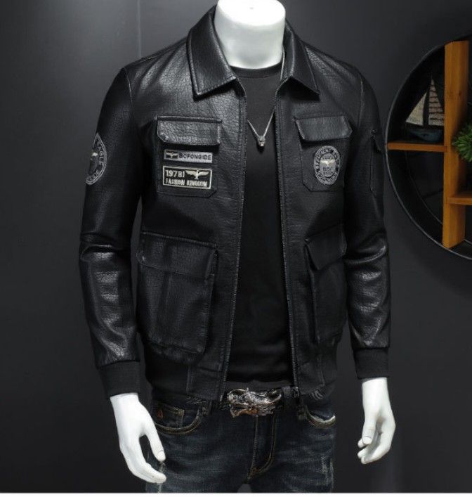 Mens black store leather motorcycle jacket
