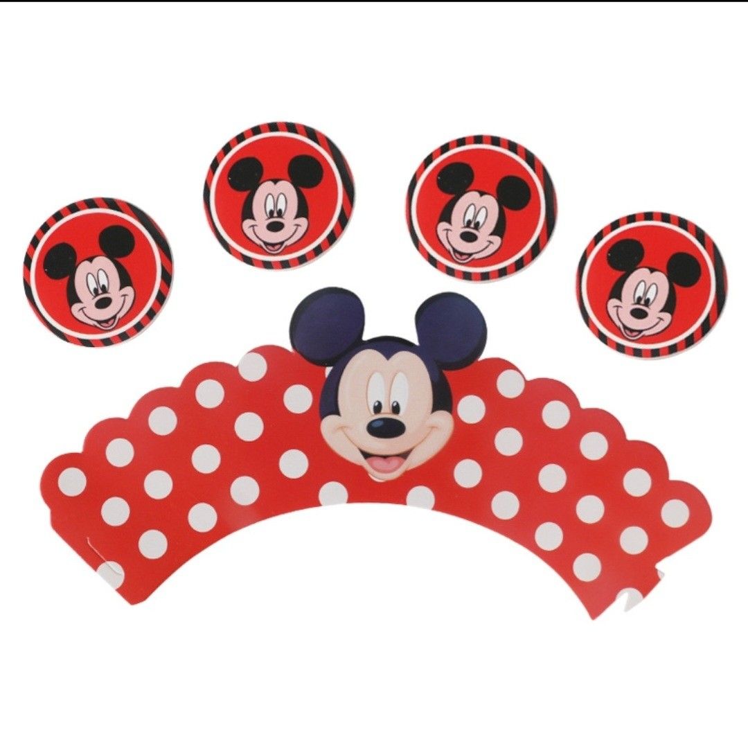 Mickey Mouse Cupcake Holder Topper with Side Wrapper Birthday Party