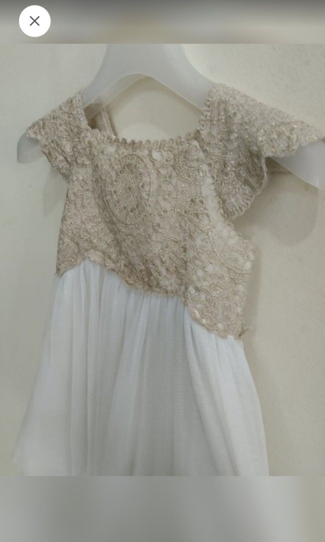 Monsoon Baby Estella Glittering Dress Gown in Nude with