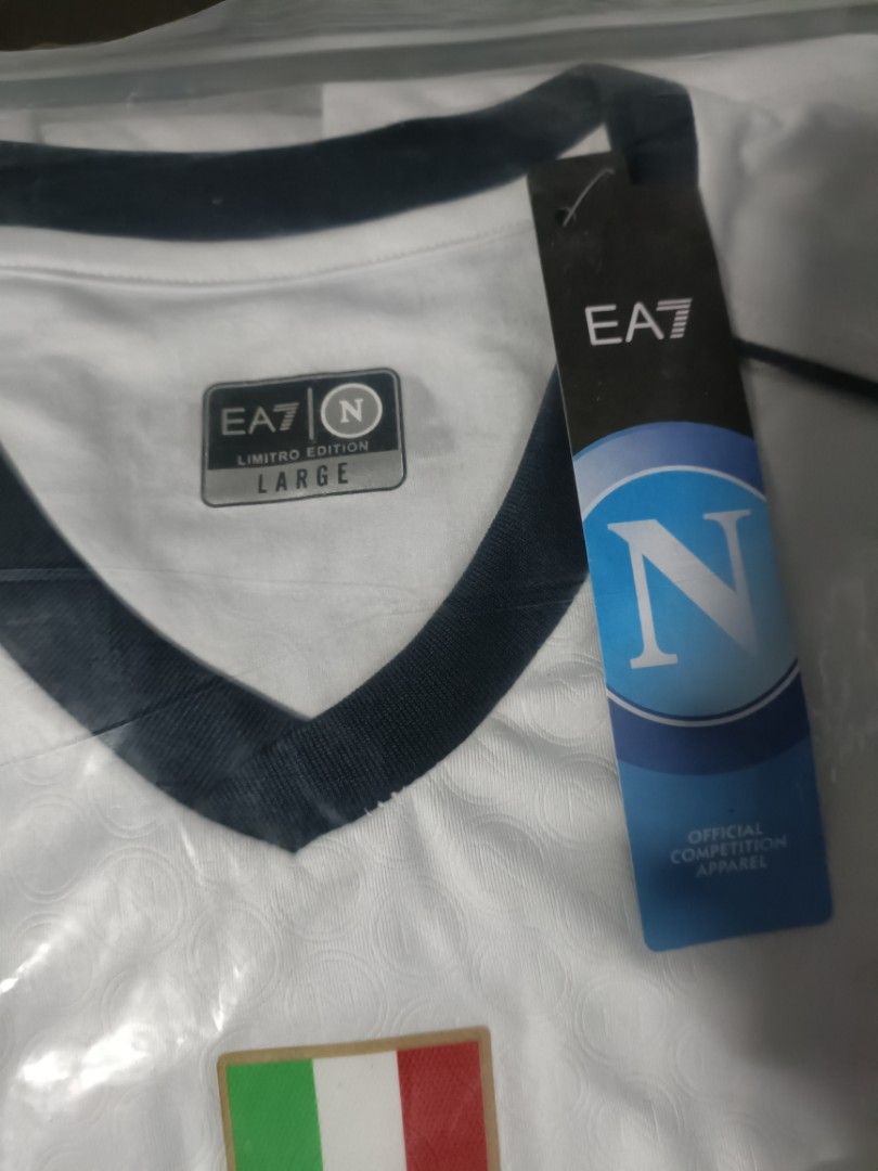 CLEARANCE Napoli white away kit football soccer jersey polo tee shirt  tshirt top sports EA7 emporio Armani Italy Serie A league champions patch