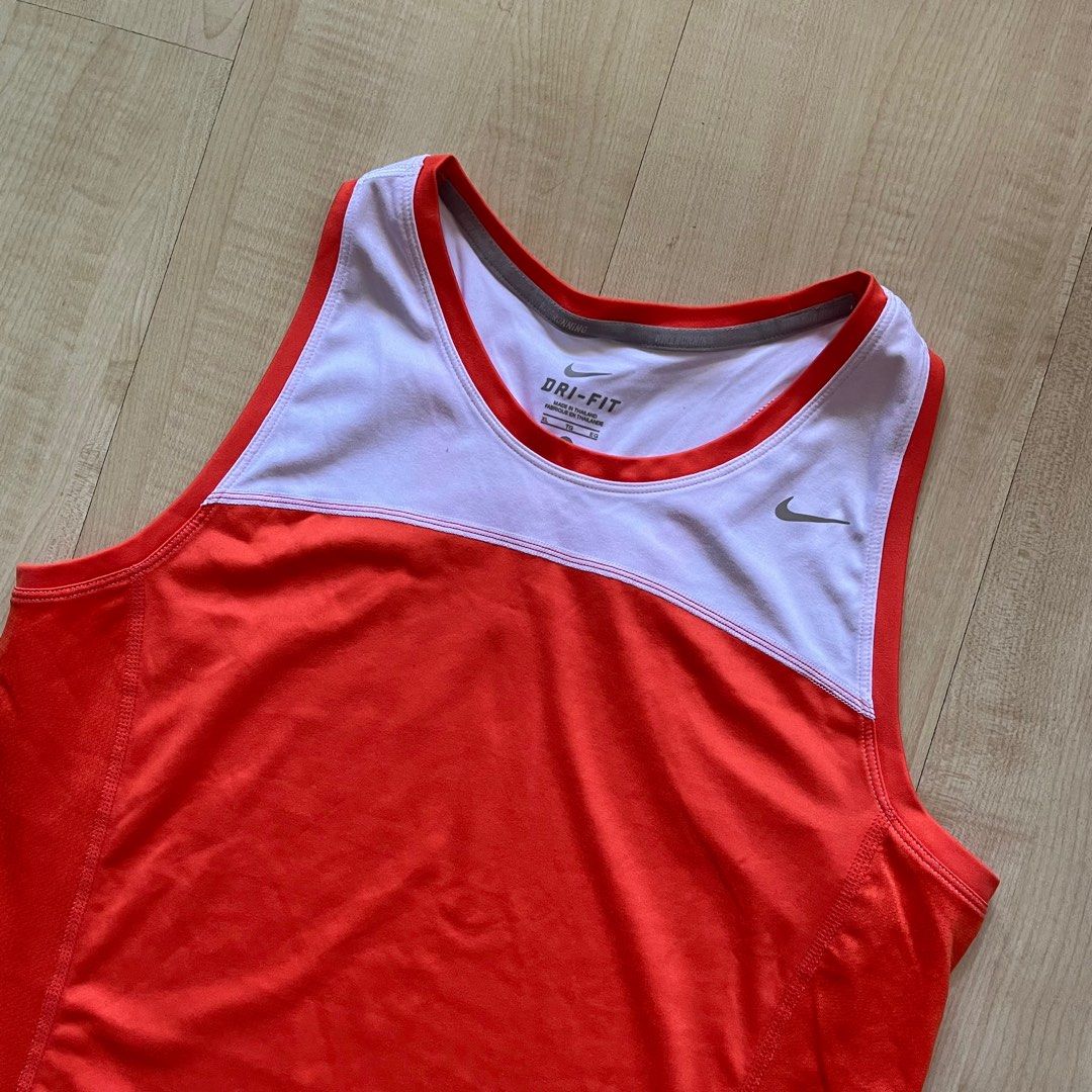 Nike Womens Running Orange White Razor Back Dri Fit Tank Top