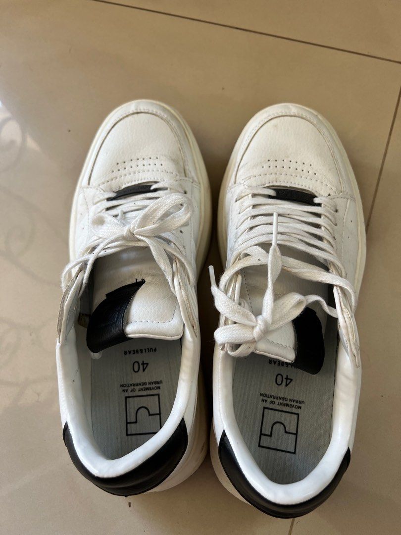 Pull bear white leather sneakers Men s Fashion Footwear
