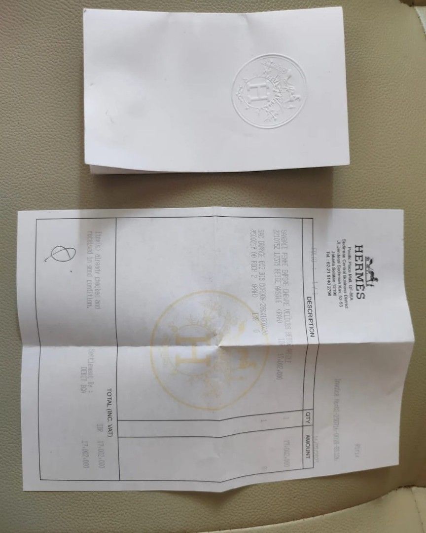 Receipt hermes original 2023 / rec hermes / amplop hermes / envelope