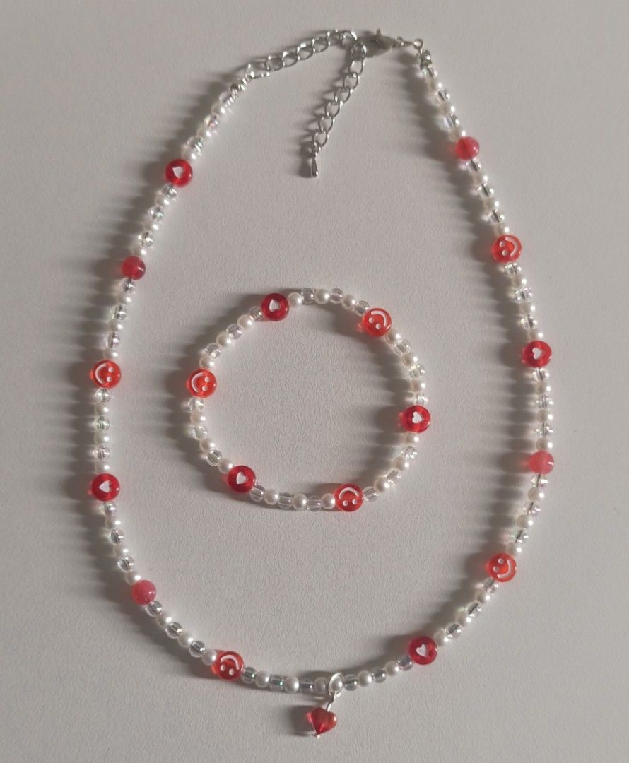 Red necklace and best sale bracelet set