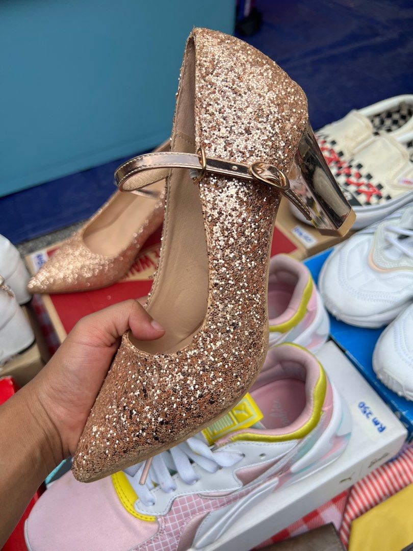 Rose gold cheap sequin heels
