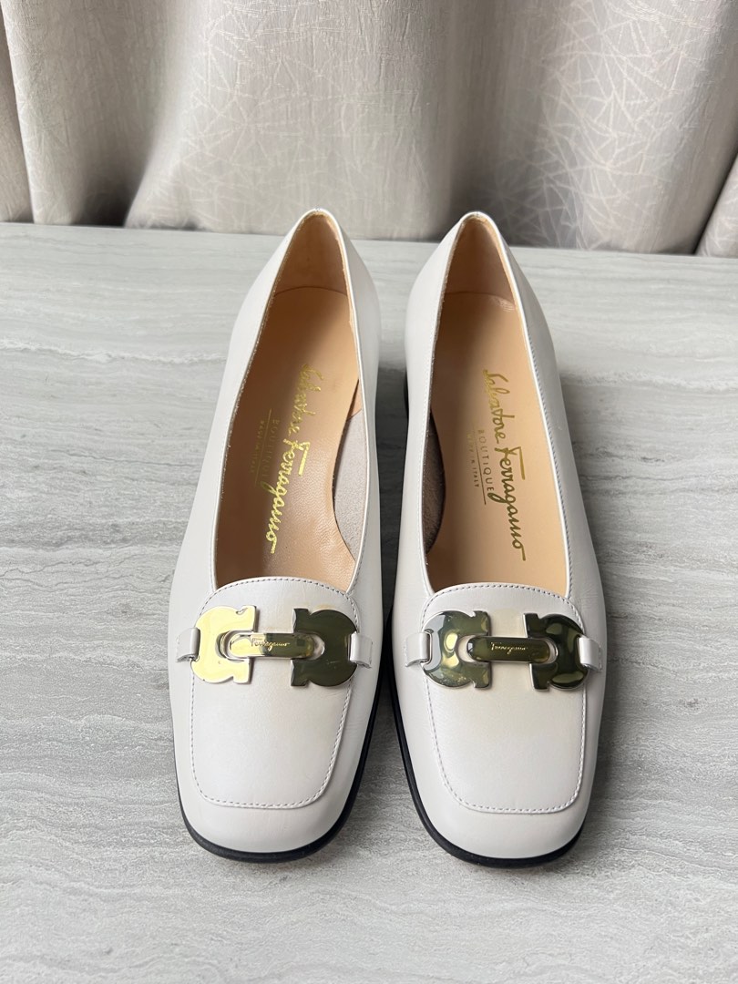 White ferragamo loafers hotsell