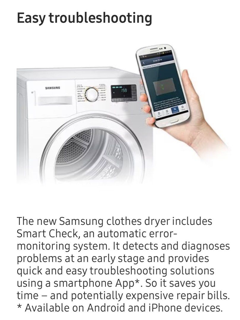 Samsung condenser clothes dryer 8kg, TV & Home Appliances, Washing