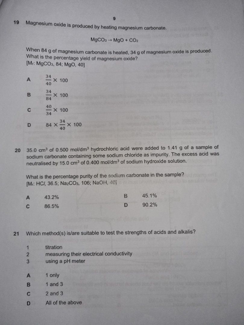 Sec 4 Pure Chem Prelim Paper 1, Hobbies \u0026 Toys, Books \u0026 Magazines, Assessment Books on Carousell