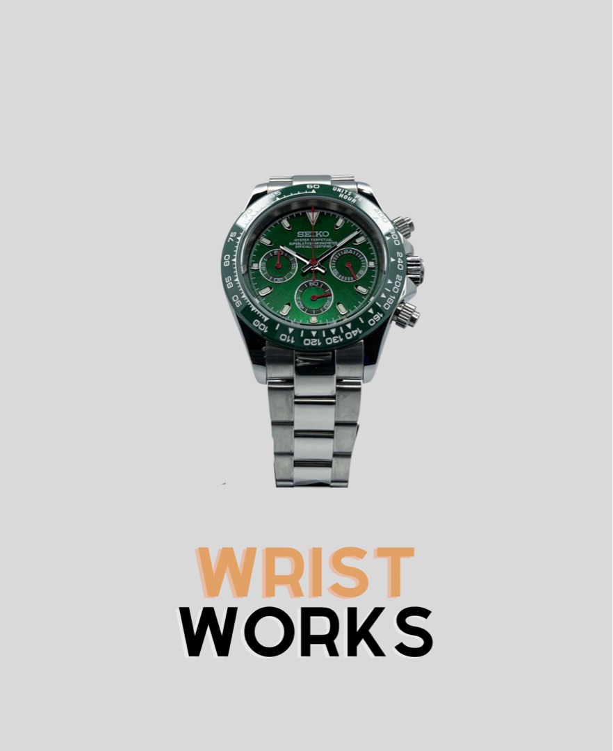 SEIKO MOD GREEN HULK DAYTONA 40MM Men s Fashion Watches