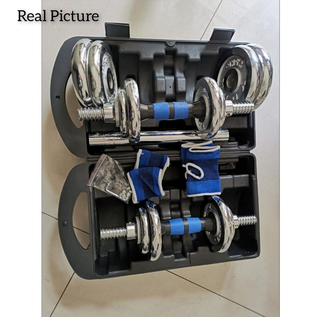 Self pickup Dumbbell 20kg with Barbell Set and case, Sports Equipment