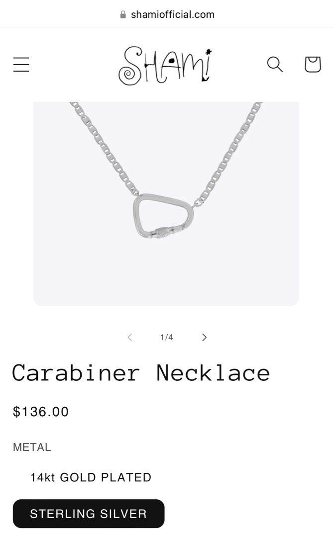Carabiner Necklace- Sterling Silver
