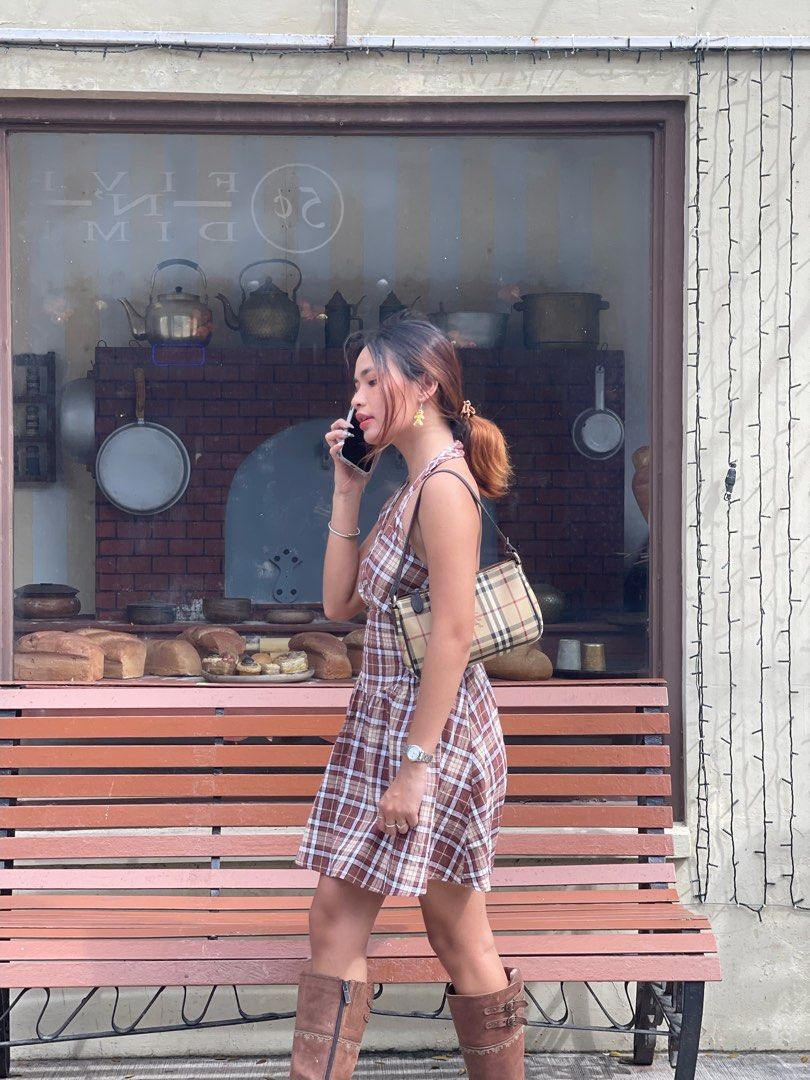 Plaid shop dress shein