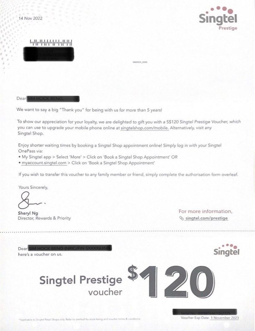 Singtel Prestige Voucher, Tickets & Vouchers, Vouchers on Carousell