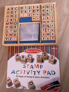 Melissa & Doug Deluxe Letters and Numbers Wooden Stamp Set ABCs 123s, Crafts