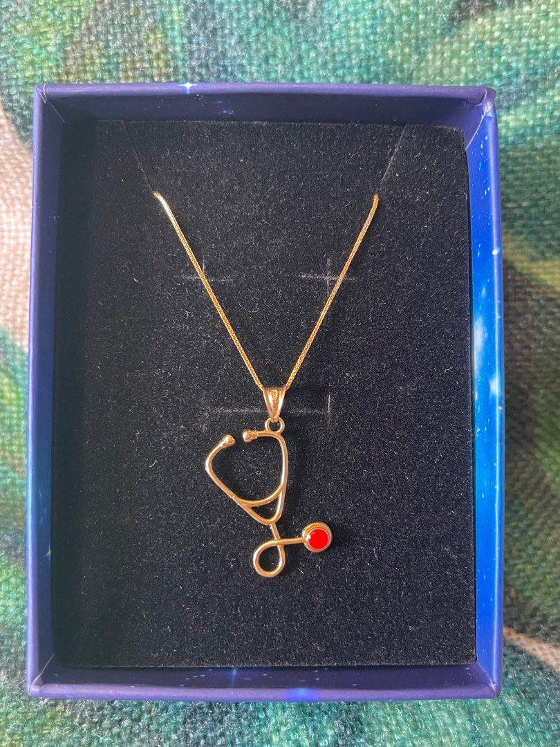 Stethoscope Dog Pendants and Earrings for sale 18 karat gold cute and classy
