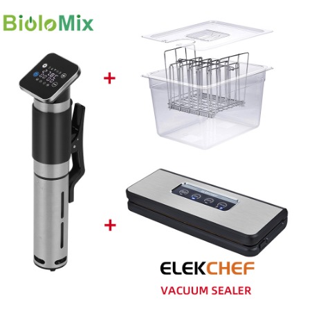 SV 9008 5th Sous Vide Cooker IPX7 Waterproof Thermal Immersion Circulator Smart APP Control with Stainless Steel Vacuum Sealer and SOL2880