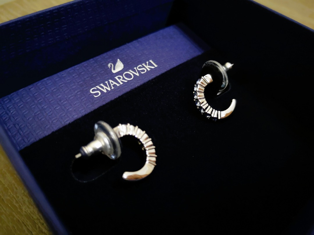 Swarovski originals Mini Hoop earrings Blue Rhodium plated