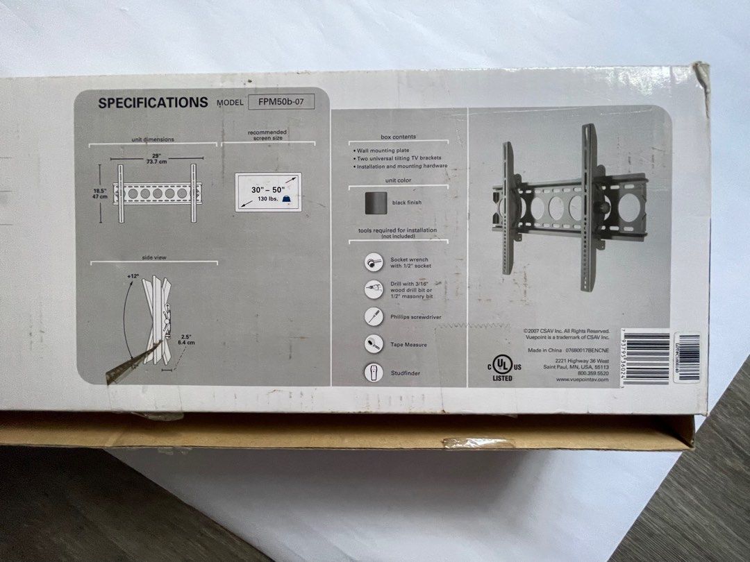 TV Wall Mount Bracket Vuepoint FOM50b07 (3050” TV), TV & Home Appliances, TV & Entertainment