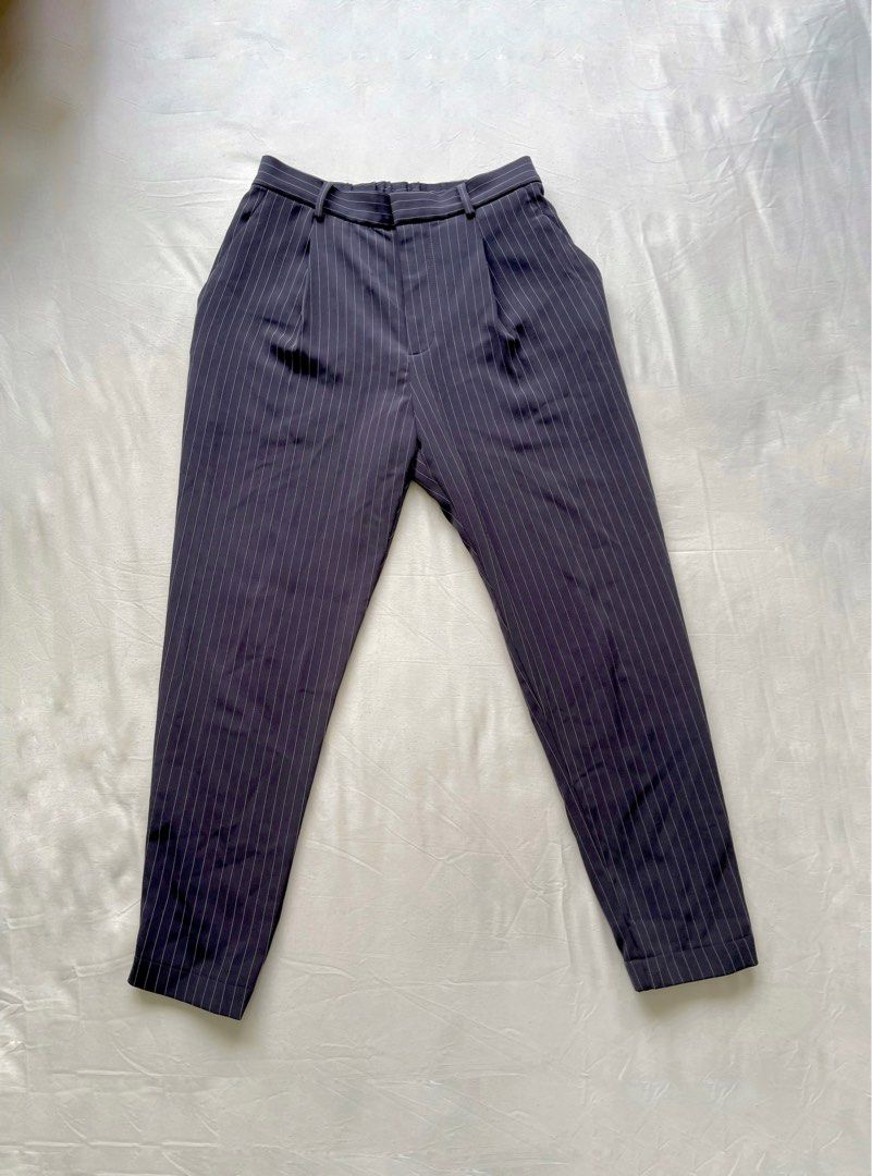 Uniqlo pinstripe navy blue trousers