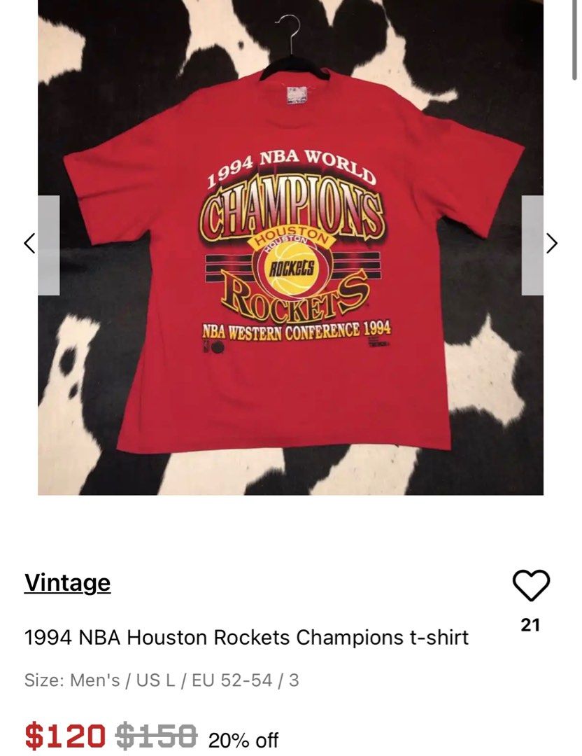Vintage NUTMEG Houston Rockets 1994 Western Conference Champions T