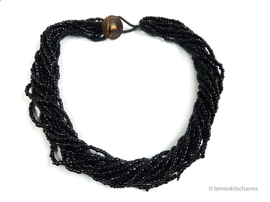 Chunky black bead new arrivals necklace