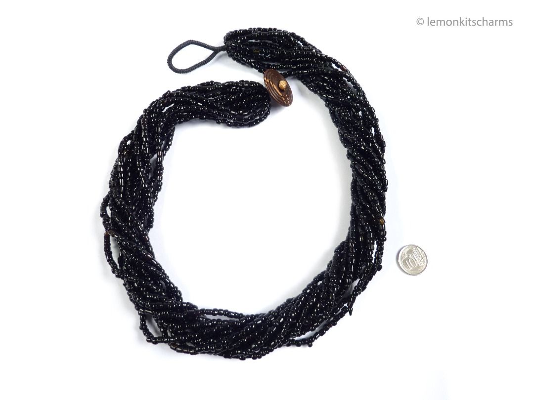 Chunky black cheap bead necklace
