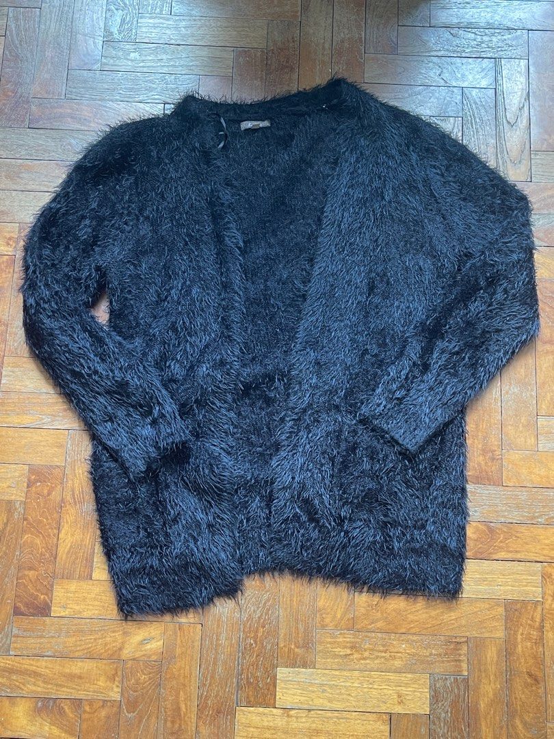 Vintage Fuzzy Black Cardigan