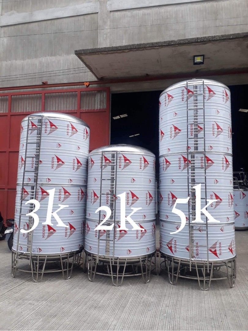 WATER TANK (Category: Construction & Building Materials) located in Manila. Submitted by melody.tulale001 (Listing ID 1247485841, Image 1). Description: Brand New Water Storage Tank! ‼️ BODEGA PRICE ‼️ ✅ .7mm Thickness ✅Made With 100% 304 Grade Stainless-Steel ✅Sizes 500L To 20,000L ✅Elegant Design, Highly Durable ✅For Rigid and Durable Structure ✅With Stainless Steel Stand ✅With Airvent, Inlet, Outlet and Drainage ✅Horizontal And Vertical ✅We Ac