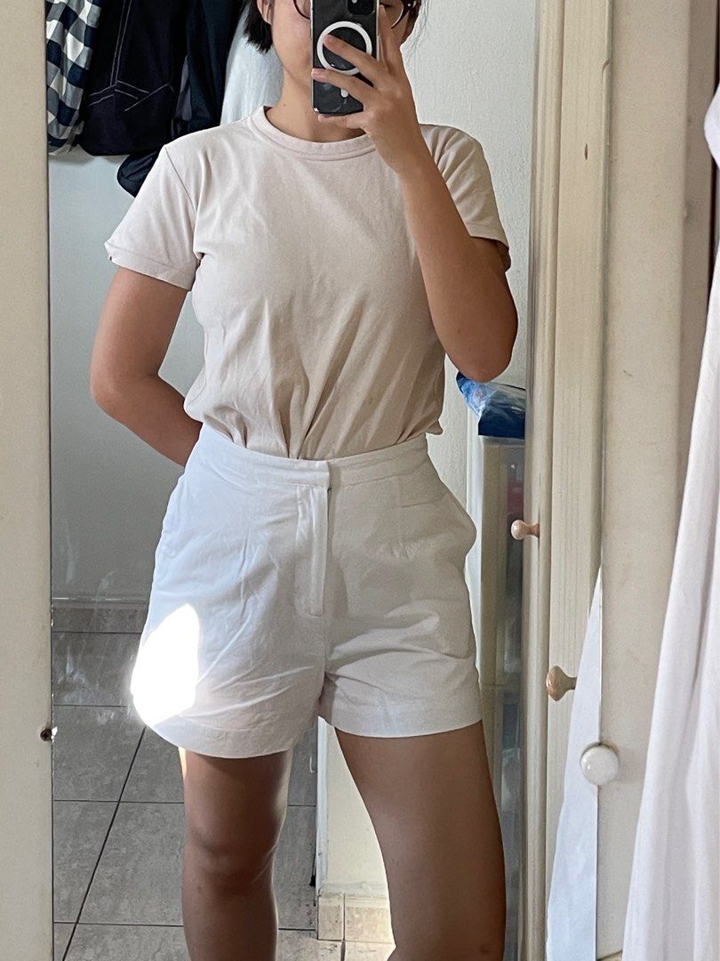White High Waisted Shorts Women s Fashion Bottoms Shorts on
